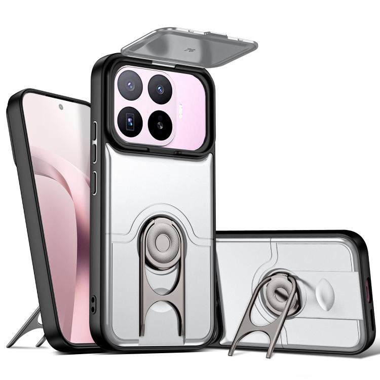 For Xiaomi 17T 5G Sliding Camera Cover 2 in 1 Rotating Holder Air Bag Shockproof Phone Case(Silvery)