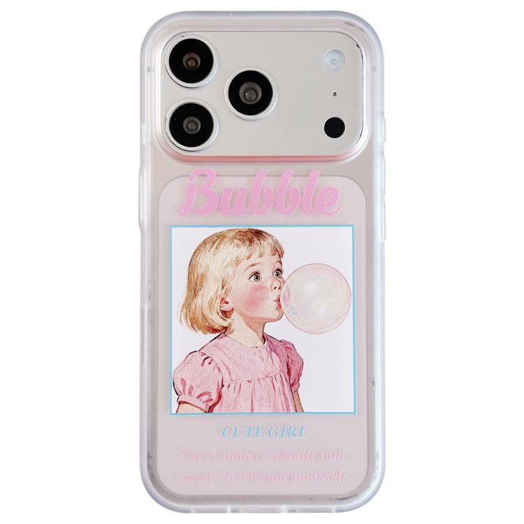 For iPhone 17 Pro Bubble Cute Couple Pic TPU Phone Case(Girl)