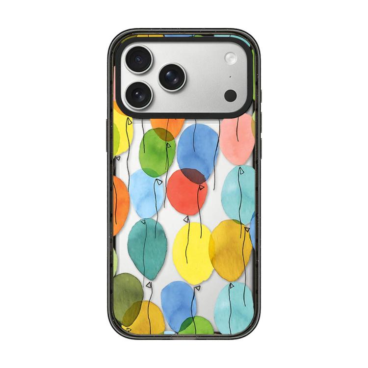 For iPhone 17 Pro Max Colorful Balloon Pattern Transparent Acrylic TPU Phone Case(Watercolor Rainbow Balloons)