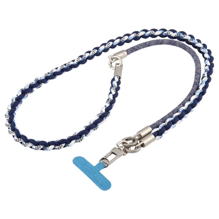 

Twisted Spliced Braided Strap Phone Lanyard with Tether Pad for Unisex(Blue White)