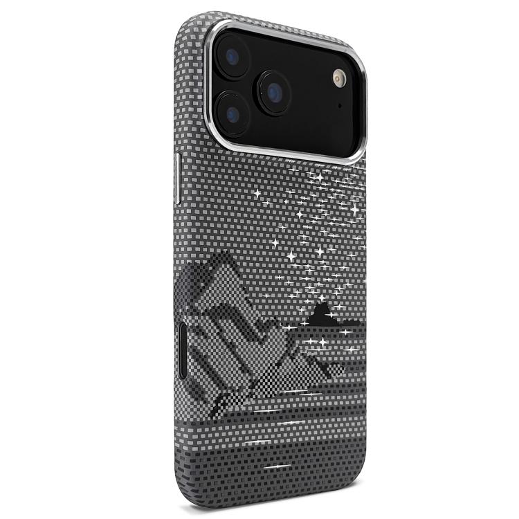For iPhone 17 Pro Max Kevlar Texture Water Sticker Magnetic Phone Case(Grey)