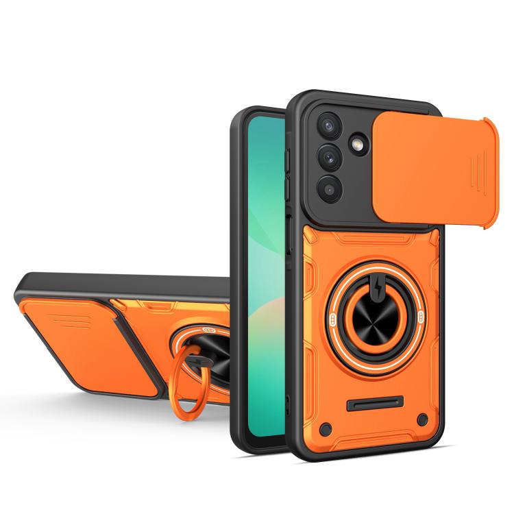 For Galaxy S26+ 5G Multifunctional Sliding Camshield Ring Holder Phone Case(Orange) — купить у Sunsky-online WW