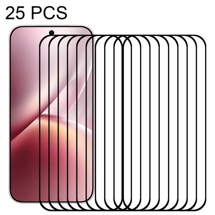 For vivo X500 5G 25 PCS/Pack 0.18mm High Aluminum Full Screen Silk Printing Tempered Glass Film, Support Fingerprint Unlocking