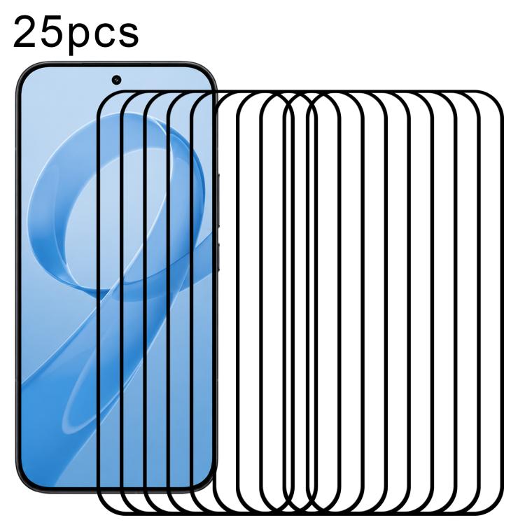 

For Redmi K100 Pro 5G 25pcs 0.18mm High Aluminum Full Screen Silk Printing Tempered Glass Film, Support Fingerprint Unlocking