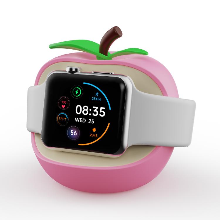 For Apple Watch Full Series Creative Apple Shaped Smart Watch Silicone Charging Holder(Pink)
