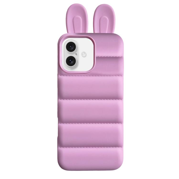 For iPhone 17 Bunny Ears Puffer TPU Phone Case(Rose Red) — купить у Sunsky-online WW