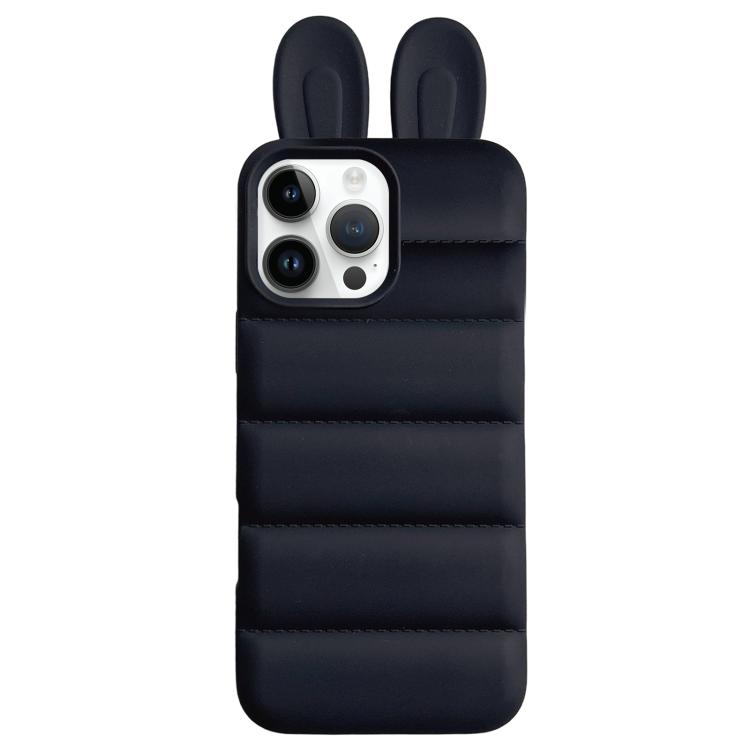 For iPhone 16 Pro Max Bunny Ears Puffer TPU Phone Case(Black) — купить у Sunsky-online WW