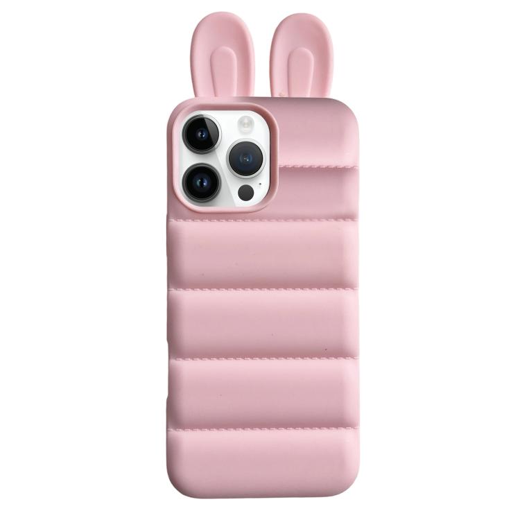 For iPhone 16 Pro Bunny Ears Puffer TPU Phone Case(Pink) — купить у Sunsky-online WW