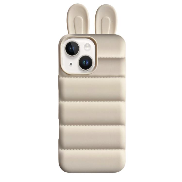 For iPhone 14 Bunny Ears Puffer TPU Phone Case(White) — купить у Sunsky-online WW