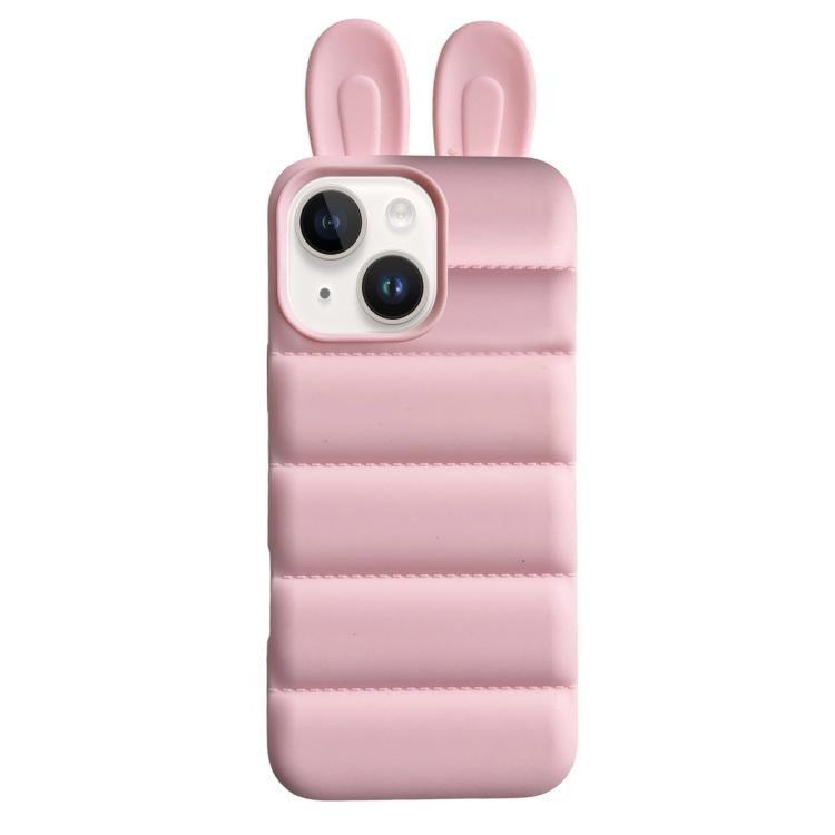For iPhone 13 Bunny Ears Puffer TPU Phone Case(Pink) — купить у Sunsky-online WW