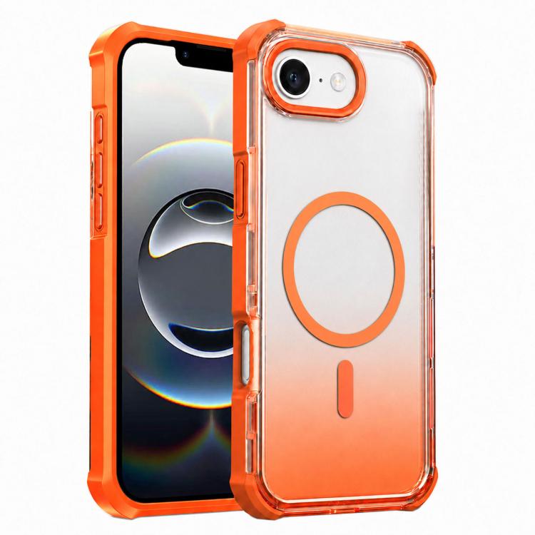 For iPhone 17e / 16e Transparent Gradient Magnetic Phone Case(Orange)