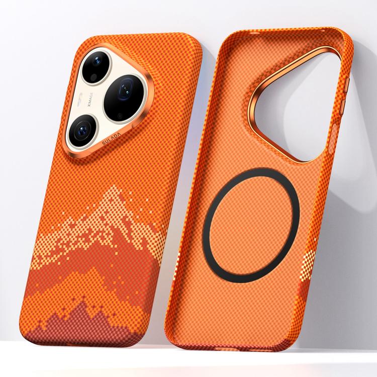 

For Huawei Pura 90 Pro Max 5G SULADA Kevlar Pixel Grid Texture Magnetic Phone Case(Orange)