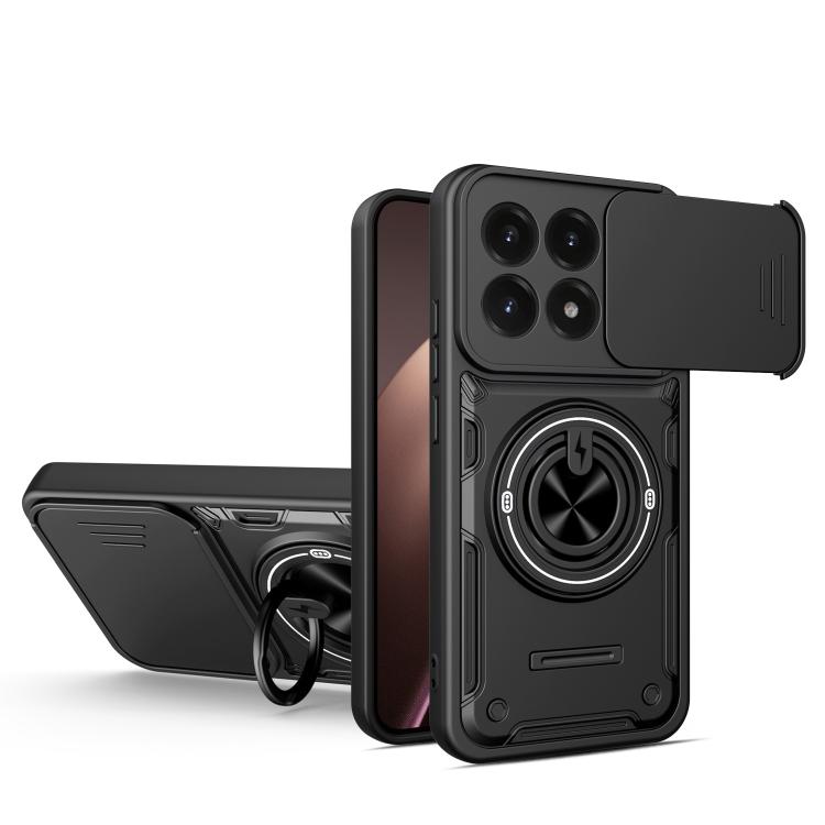 For Xiaomi 15T 5G Multifunctional Sliding Camshield Ring Holder Phone Case(Black)