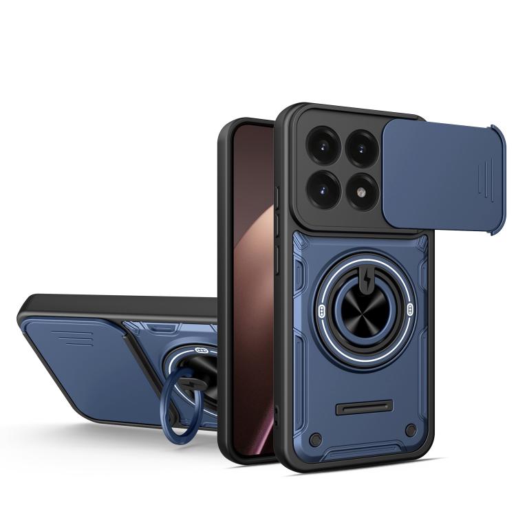 For Xiaomi 17 Multifunctional Sliding Camshield Ring Holder Phone Case(Blue)