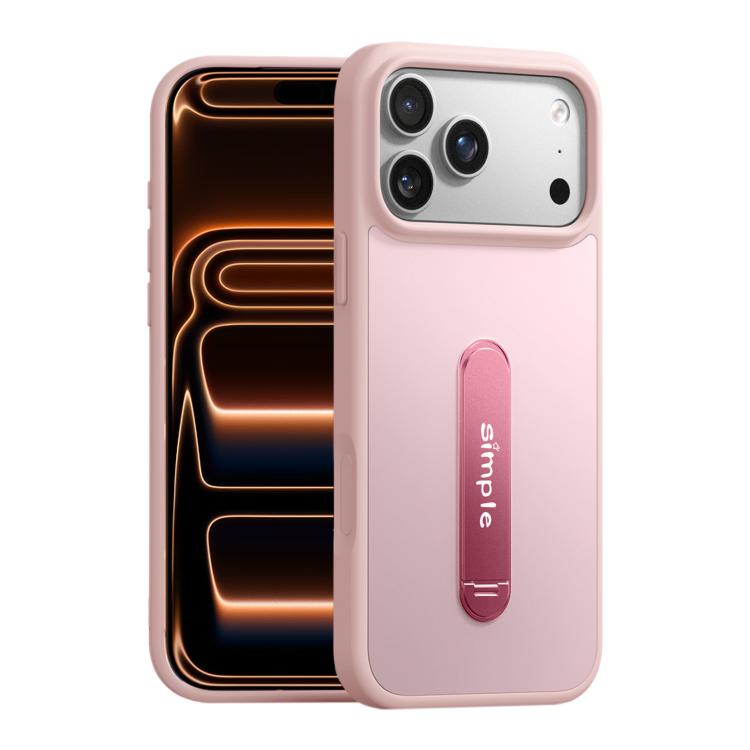 

For iPhone 17 Pro Max Contrast Color 360 Degree Rotation Holder Magnetic Phone Case(Pink)