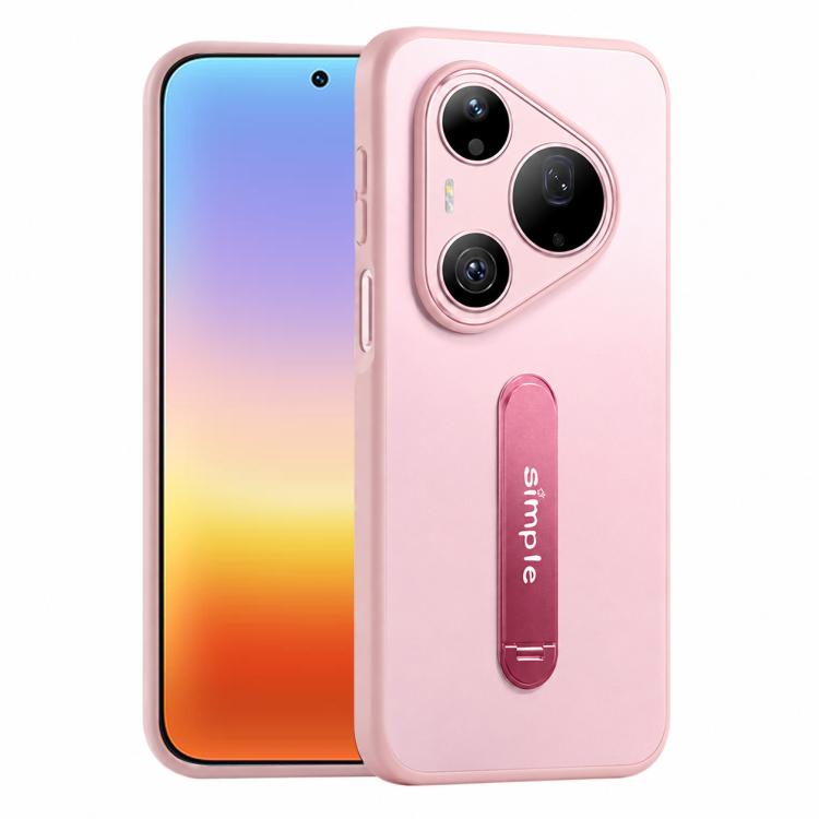 

For Huawei Pura 90 Pro Max 5G Contrast Color 360 Degree Rotation Holder Magnetic Phone Case(Pink)