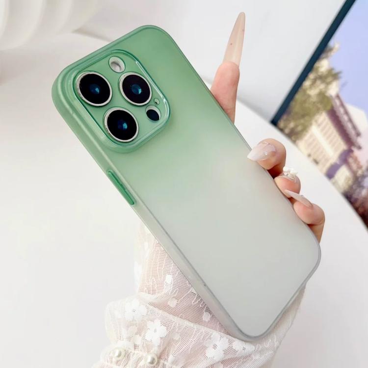 

For iPhone 13 Pro Max Gradient Frosted TPU Full Coverage Phone Case(Green White)