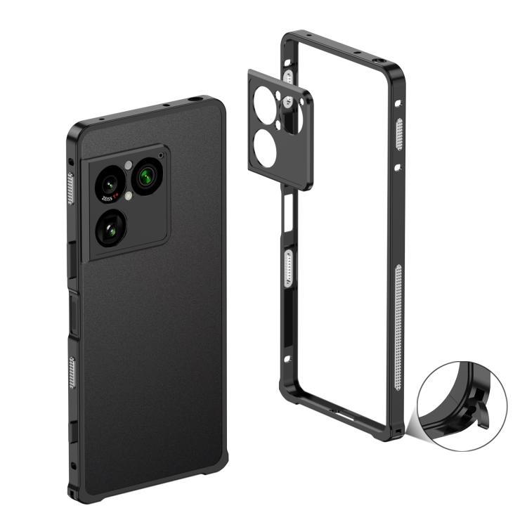 

For Sony Xperia 1 VIII Metal Frame Heat Dissipation Phone Case with Camera Guard Ring(Black)