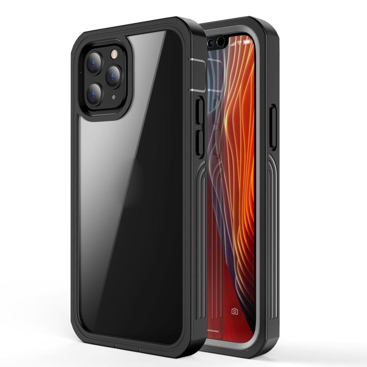 

For iPhone 12 Pro Max Waterproof Dustproof Shockproof Transparent Acrylic Protective Case(Black)