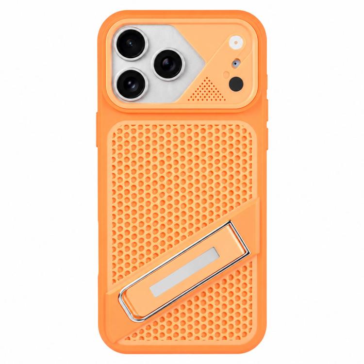 For iPhone 17 Pro Max Ice Peak Cooling Liquid Silicone Invisible Holder Phone Case(Orange)