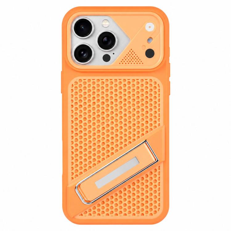 For iPhone 14 Pro Ice Peak Cooling Liquid Silicone Invisible Holder Phone Case(Orange)