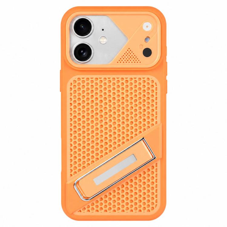 For iPhone 12 Ice Peak Cooling Liquid Silicone Invisible Holder Phone Case(Orange)