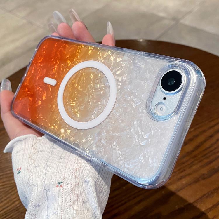 

For iPhone 16e / 17e Gradient Cracked Shell Magnetic Phone Case(Sunset Orange)