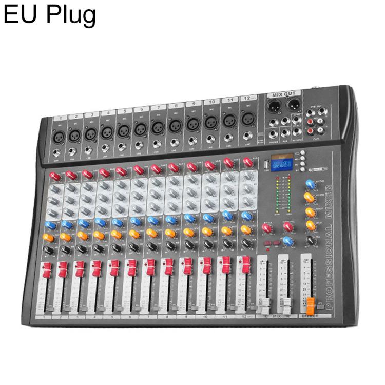 

CT-12 12-Channel Professional Bluetooth Recording Live Streaming Mixer, Plug Type:EU Plug(Black Grey)