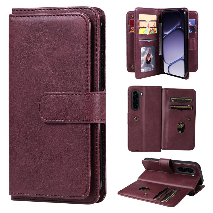 For OnePlus Nord CE6 Lite/Turbo 6X 5G Multi-Function Wallet 10 Card Slots Leather Phone Case(Claret)