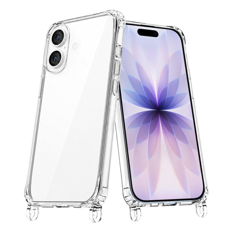 For iPhone 17 Clear Acrylic Airbag Phone Case with Lanyard Holes(Transparent)