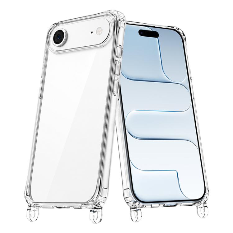 For iPhone 16 Clear Acrylic Airbag Phone Case with Lanyard Holes(Transparent)