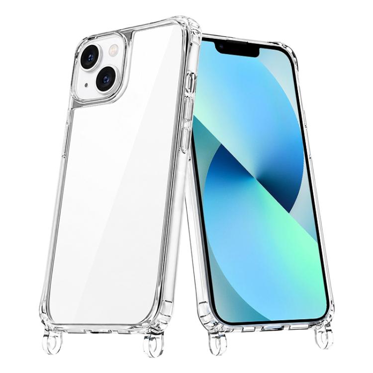 For iPhone 13 Clear Acrylic Airbag Phone Case with Lanyard Holes(Transparent)