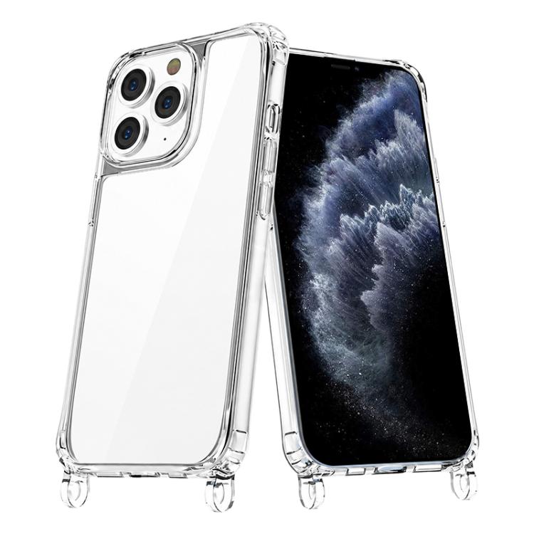 For iPhone 11 Pro Clear Acrylic Airbag Phone Case with Lanyard Holes(Transparent)