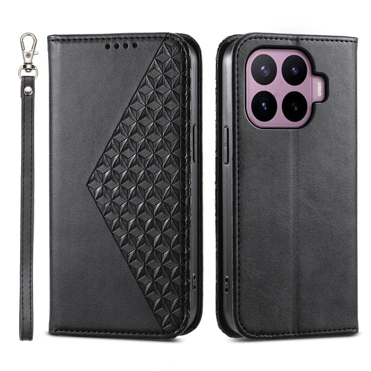

For Sony Xperia 1 VIII Cubic Grid Calf Texture Magnetic Leather Phone Case(Black)