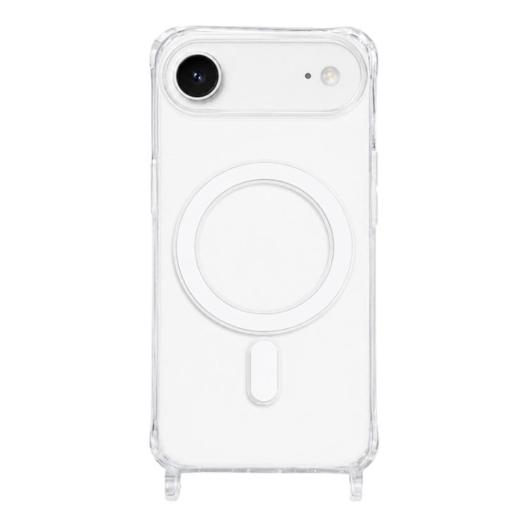 For iPhone Air Clear Acrylic Airbag Magnetic Phone Case with Lanyard Holes(Transparent)