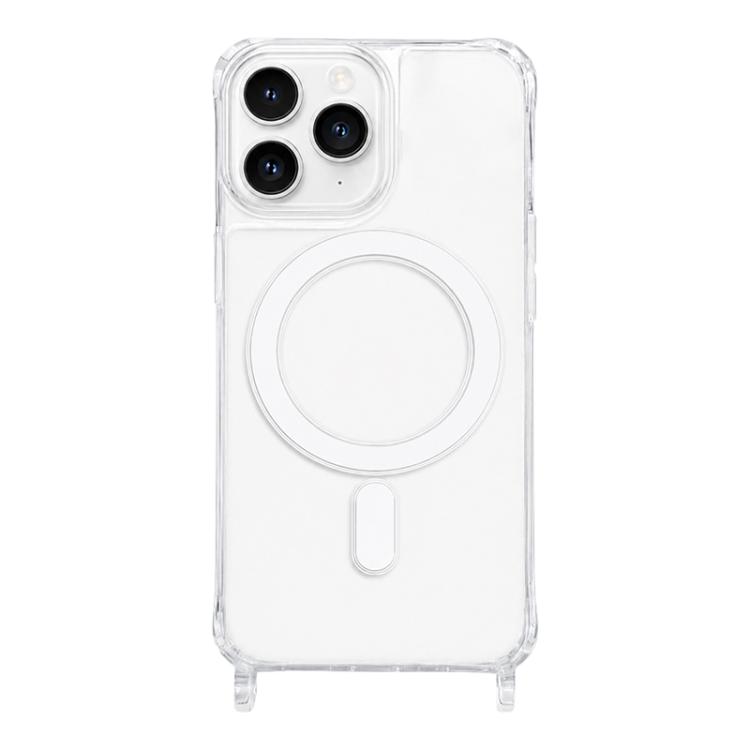 For iPhone 11 Pro Max Clear Acrylic Airbag Magnetic Phone Case with Lanyard Holes(Transparent)