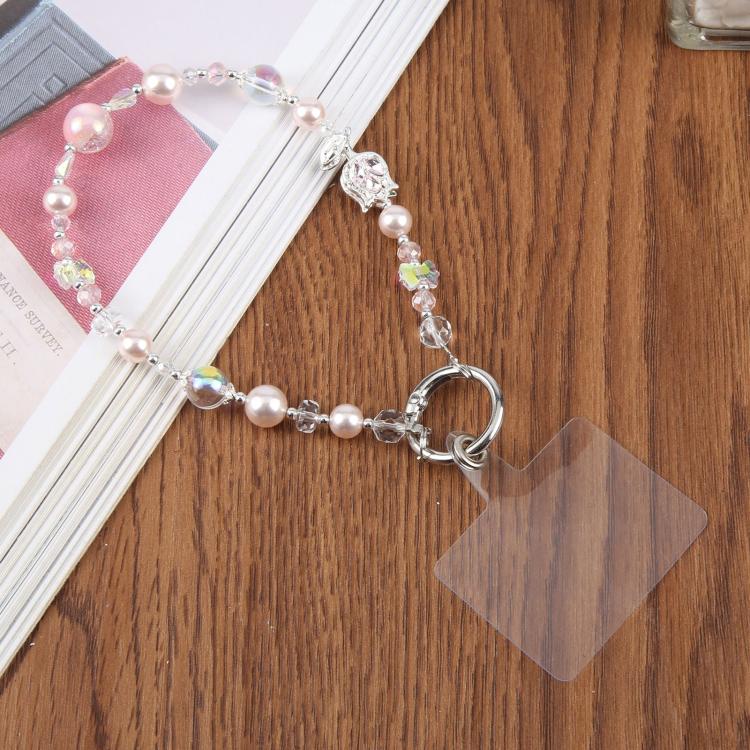 Tulip Flower Beaded Chain Phone Lanyard(Pink)