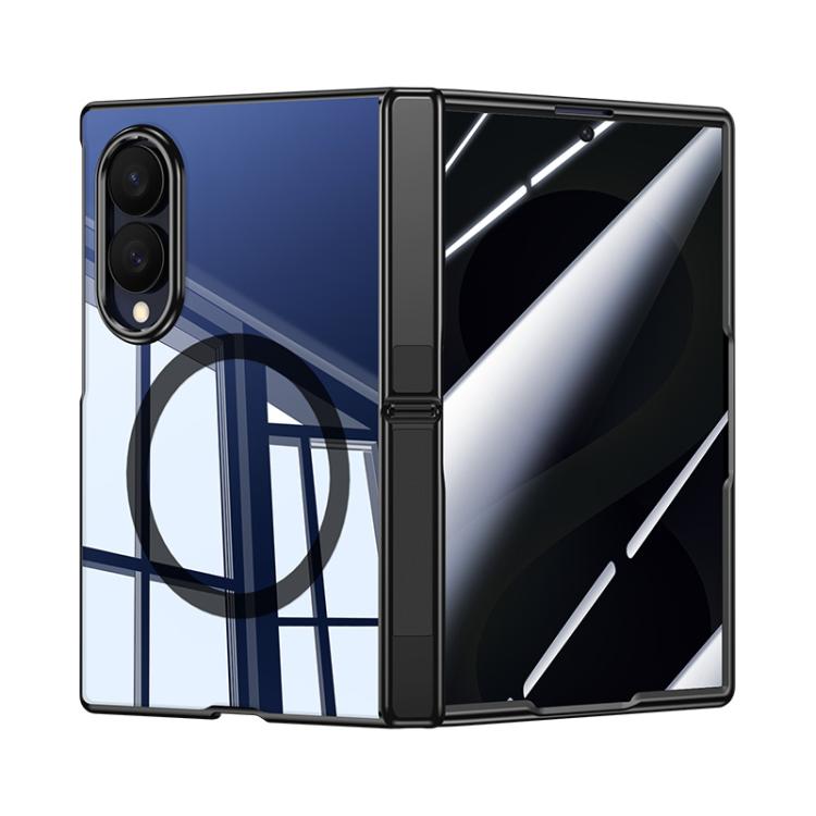 

For Galaxy Z Fold8 5G Electroplating Transparent Hinge Holder Magnetic Phone Case(Privacy Black)
