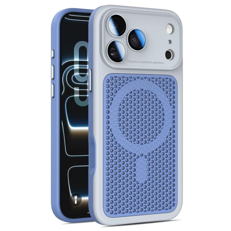 

For iPhone 17 Pro Armor Shield Mesh Cooling Magnetic Phone Case with Lens Film(Grey)