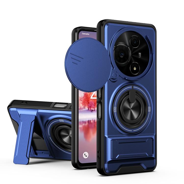 For TCL 60 NxtPaper 4G Lens Sliding Window Multifunctional Magnetic Shockproof Phone Case(Royal Blue)