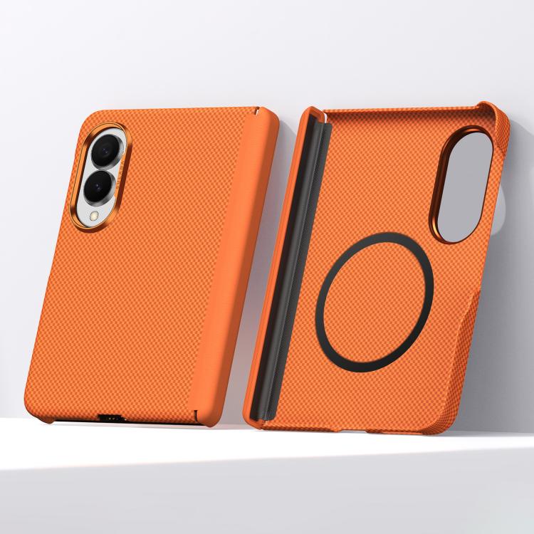 For Galaxy Z Fold8 5G SULADA Kevlar Grid Patterned Skin Feel Magnetic Phone Case(Orange)