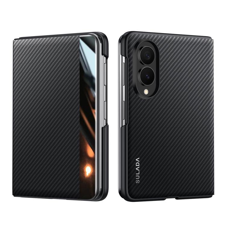 For Galaxy Z Fold8 5G SULADA Kevlar 600D Texture Smart Window Leather Phone Case(Black)