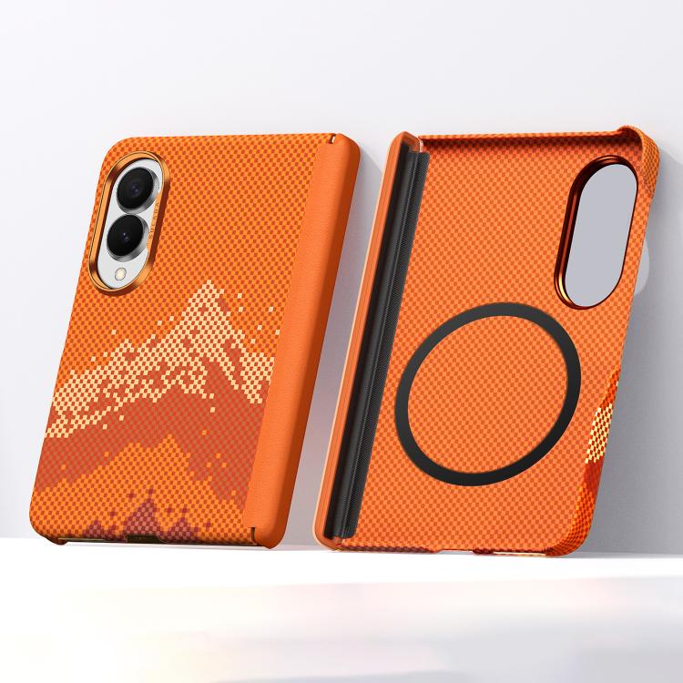 For Galaxy Z Fold8 5G SULADA Kevlar Pixel Grid Texture Magnetic Phone Case(Orange)