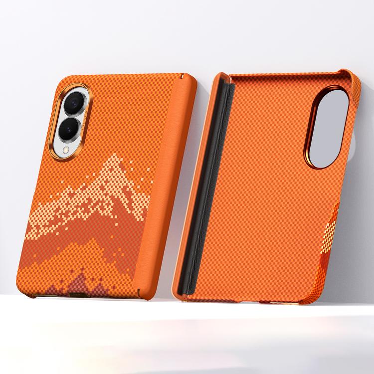 For Galaxy Z Fold8 5G SULADA Kevlar Pixel Grid Texture Skin Feel Phone Case(Orange)