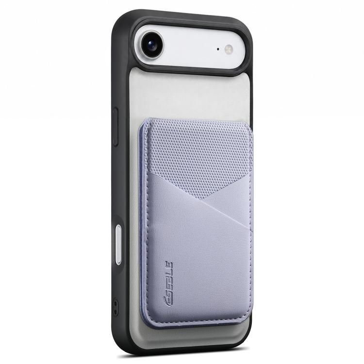 For iPhone Air ESEBLE E6 Vegan Leather Detachable Card Holder Magnetic RFID Phone Case(White Purple)