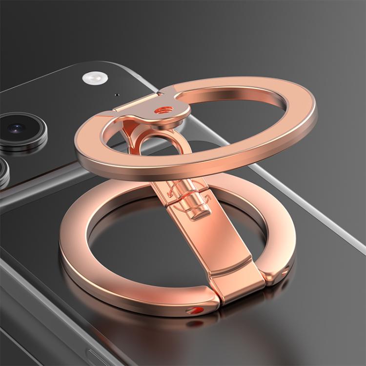 Quarter Screw Hole Design 360 Degree Flip Folding Double-Sided Magnetic Phone Holder(Rose Gold)