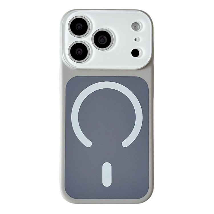 For iPhone 17 Pro Max Color Blocked Fruity PC Hybrid TPU Magnetic Phone Case(Grey + White)