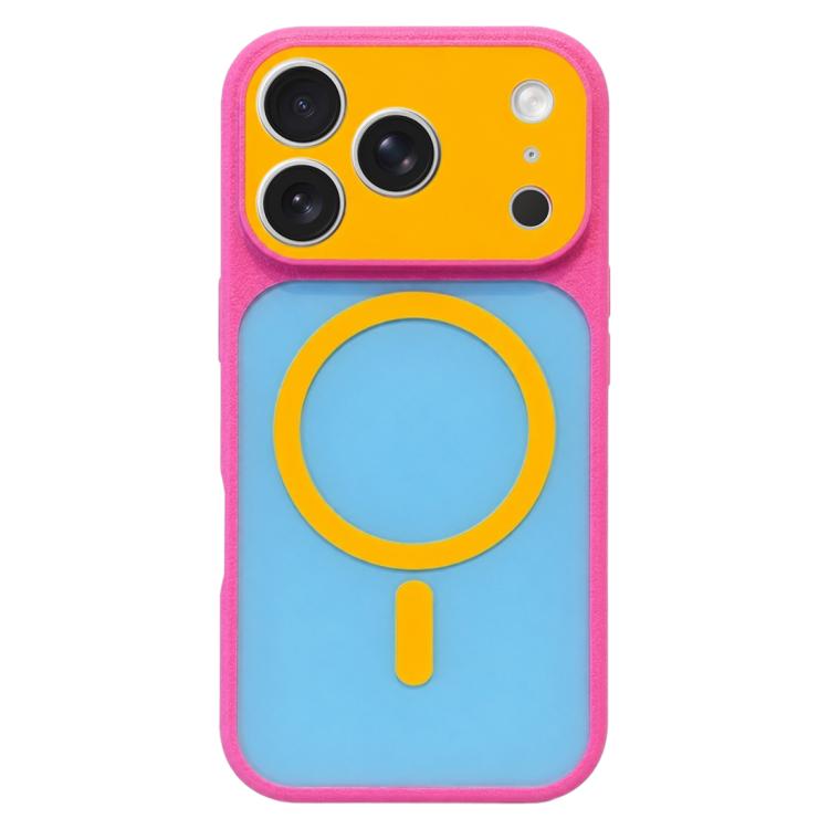 For iPhone 17 Pro Color Blocked Fruity PC Hybrid TPU Magnetic Phone Case(Turmeric)