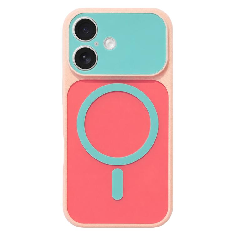 For iPhone 17 Color Blocked Fruity PC Hybrid TPU Magnetic Phone Case(Ice Blue)