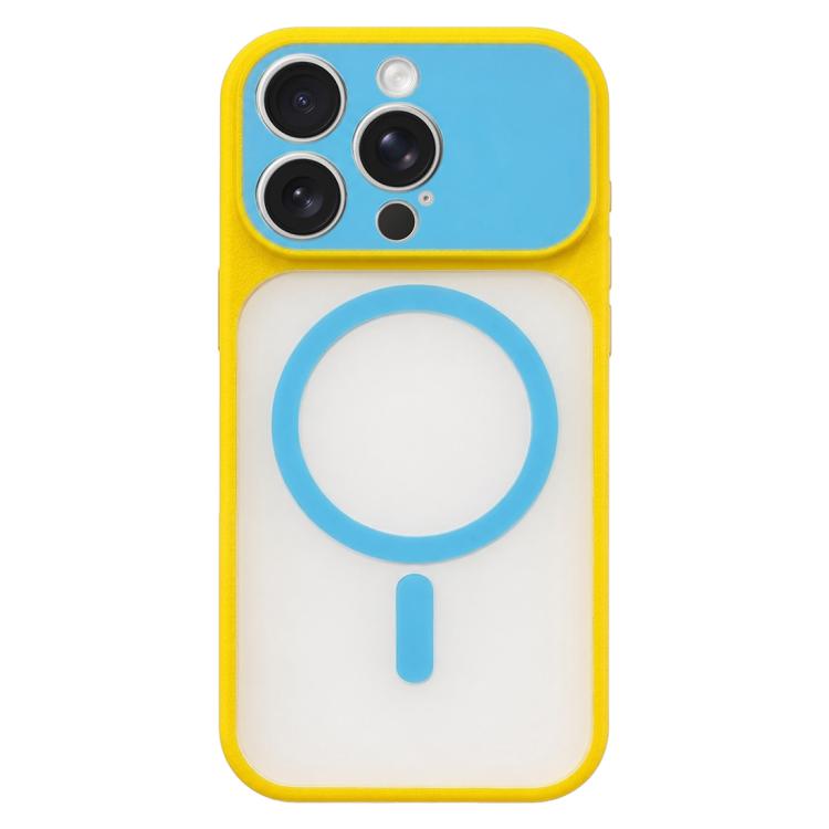 For iPhone 15 Pro Color Blocked Fruity PC Hybrid TPU Magnetic Phone Case(Sky Blue)